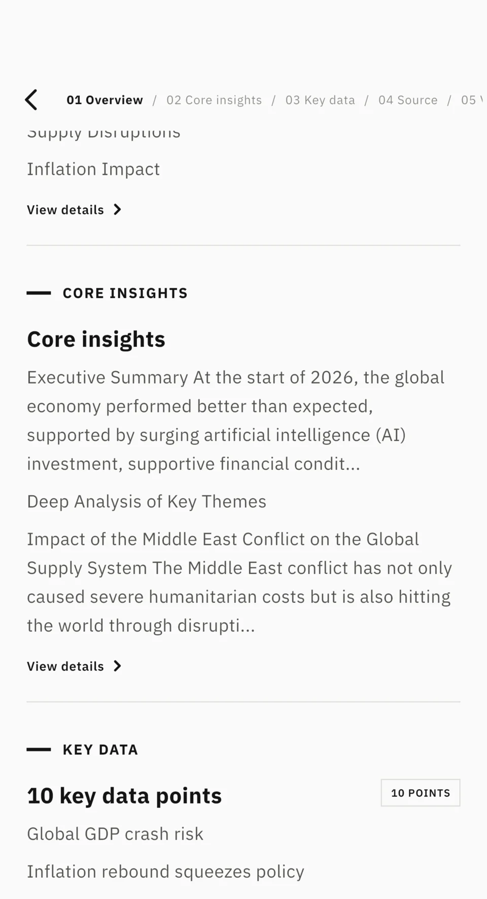 Report detail with structured chapters
